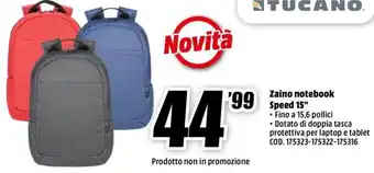 MediaWorld Tucano Zaino Notebook Speed 15" offerta
