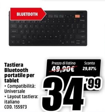 MediaWorld Samsung Tastiera Bluetooth Portatile Per Tablet offerta
