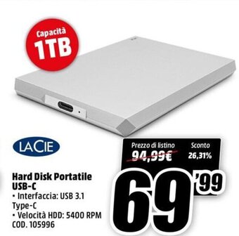 Lacie Hard Disk Portatile USB-C