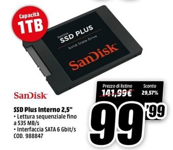 MediaWorld SanDisk SSD Plus Interno 2.5" offerta