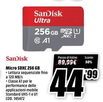 MediaWorld SanDisk Micro SDXC 256 GB offerta