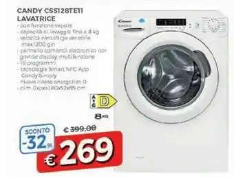 A&O Candy CSS128TE-11 Lavatrice Libera Installazione Caricamento Frontale Bianco 8 Kg 1200 Giri/min A+++ offerta