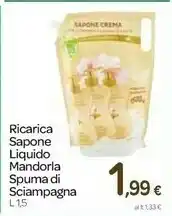 Carrefour Spuma di Sciampagna Spuma di Sciampagna Ricarica Sapone Liquido Mandorla offerta