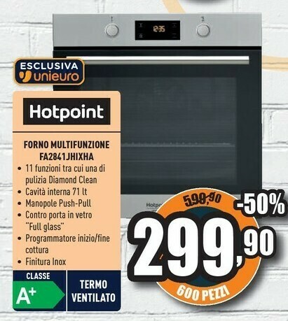 Hotpoint FA2 841 JH IX HA 71 L A+ Acciaio Inossidabile offerta di Unieuro