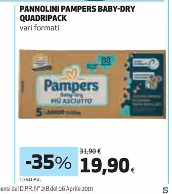 Ipercoop Pannolini pampers baby - dry quadripack offerta