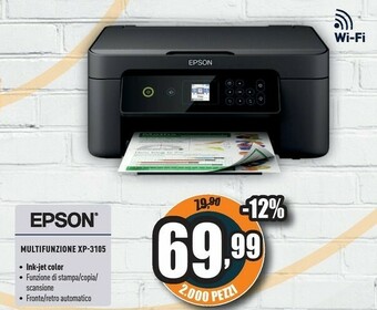Unieuro Epson Expression Home XP-3105 Ad Inchiostro 5760 X 1440 DPI 33 Ppm A4 Wi-Fi offerta
