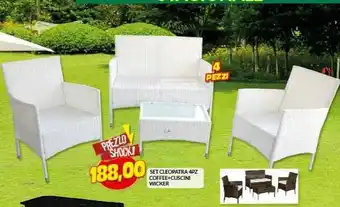 Risparmio Casa Set Cleopatra 4 Pz Coffee+ Cuscini Wicker offerta