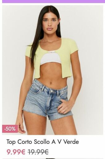 Tally Weijl Top corto scollo a v verde offerta