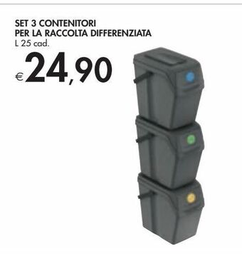 Bennet Set 3 contenitori per la raccolta differenziata offerta