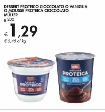 Bennet Dessert proteico cioccolato o vaniglia o mousse proteica cioccolato muller offerta