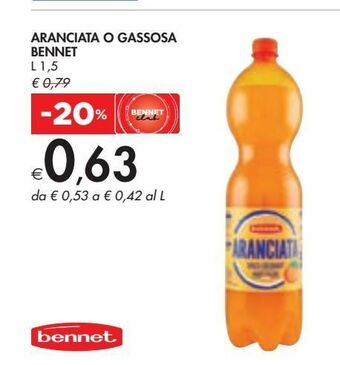 Bennet Aranciata o gassosa bennet offerta