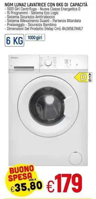 Galassia NGM Luna2 Lavatrice con 6KG Di Capacità offerta