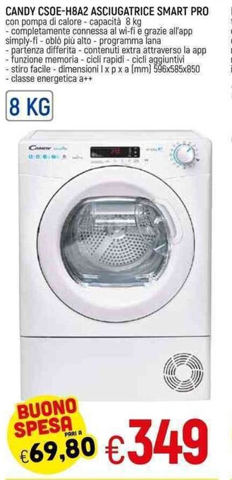 Galassia Candy CSOE-H8A2 Asciugatrice Smart Pro offerta