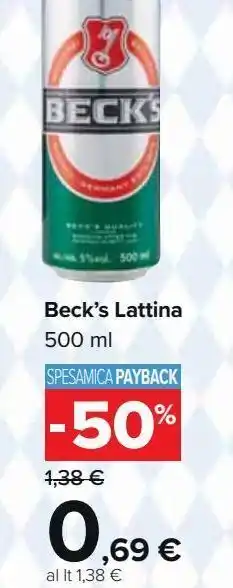 Carrefour Market Beck's lattina 500 ml offerta