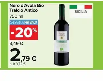 Carrefour Market Nero d'avola bio tralcio antico 750 ml offerta