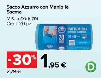 Carrefour Market Sacco azzurro con maniglie  sacme offerta