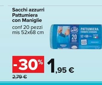 Sacchi azzurri pattumiera con maniglie