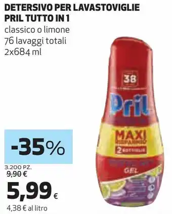Coop Detersivo per lavastoviglie pril tutto in 1 classico o limone offerta