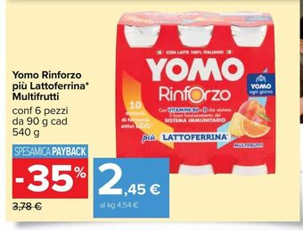 Carrefour Iper Yomo rinforzo più lattoferrina multifrutti offerta