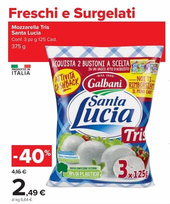 Carrefour Market Mozzarella tris santa lucia 3 pz 125g offerta