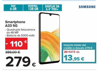 Carrefour Iper Smartphone a33 5g offerta