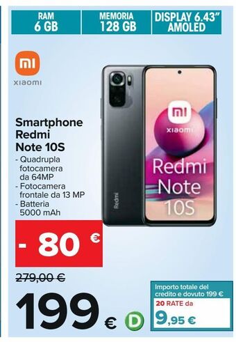 Carrefour Iper Smartphone redmi note 10s offerta