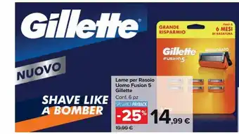 Carrefour Market Lame per rasoio uomo fusion 5 gillette 6 pz offerta