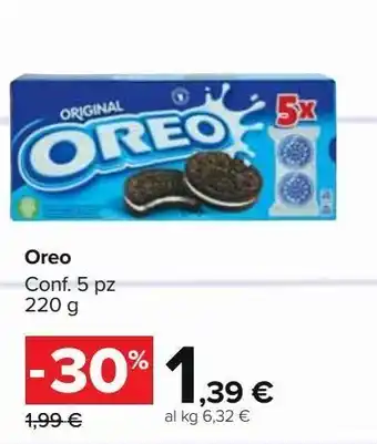 Carrefour Market Oreo 5 pz 220g offerta