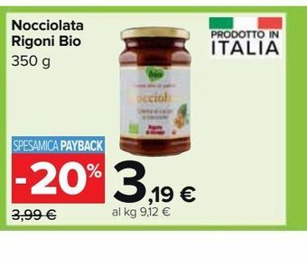 Carrefour Market Nocciolata rigoni bio 350g offerta