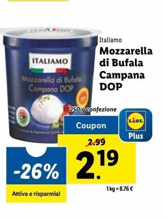 Lidl Mozzarella di bufala campana dop offerta