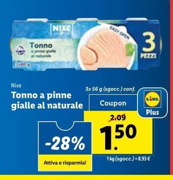 Lidl Tonno a pinne gialle al naturale offerta