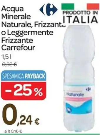 Carrefour Acqua Minerale Naturale, Frizzante o Leggermente Frizzante 1,5 l