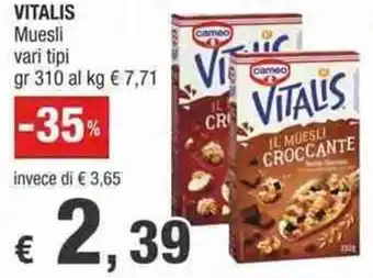 Crai Cameo Vitalis Muesli 310 gr offerta