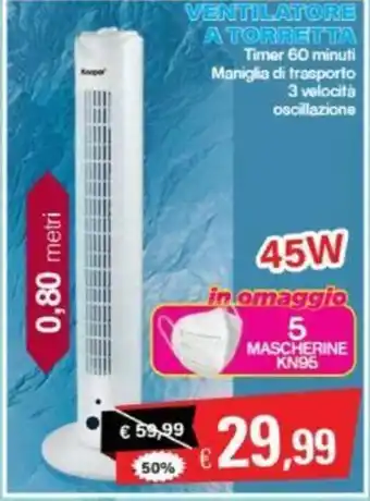 Satur Ventilatore A Torretta 45w offerta