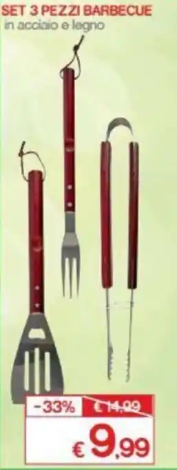 Satur Set 3 Pezzi Barbecue offerta