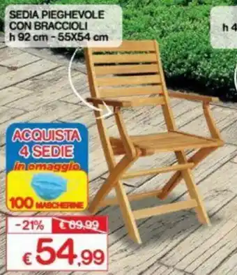 Satur Sedia Pieghevole con Braccioli H 92cm - 55x54cm offerta