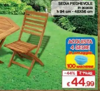 Satur Sedia Pieghevole in acacia h 94cm - 48x56cm offerta