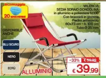 Valencia Sedia Sdraio Dondolina 60x73cm - h 100cm