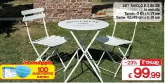 Satur Set Tavolo E 2 Sedie In metallo offerta