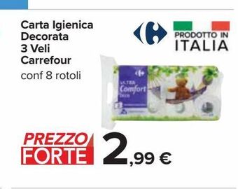 Carrefour Iper Carta igienica decorata 3 veli carrefour offerta