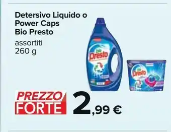Detersivo liquido o power caps bio presto