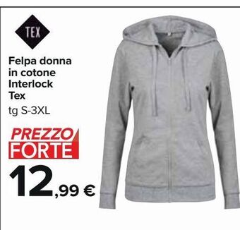 Felpa donna in cotone interlock tex