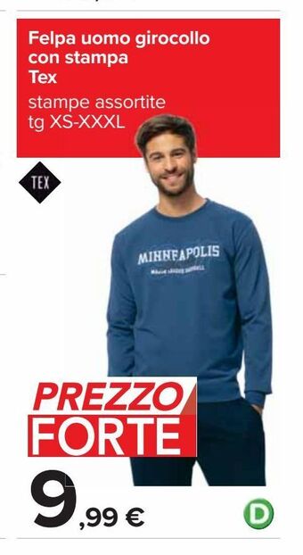 Felpa uomo girocollo con stampa tex