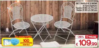 Satur Set Tavolo E 2 Sedie in ferro battuto offerta