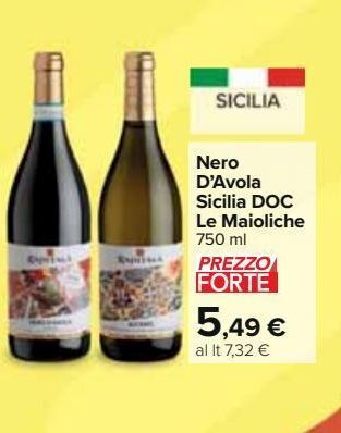 Carrefour Iper Nero d'avola sicilia doc le maioliche offerta