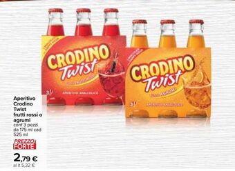 Carrefour Iper Aperitivo crodino twist frutti rossi o agrumi offerta