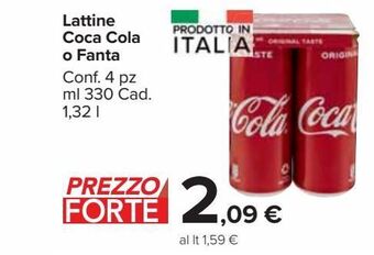 Carrefour Market Lattine coca-cola o fanta 4 pz ml 330 offerta