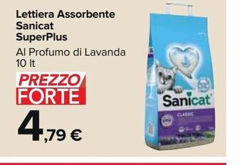 Carrefour Market Lettiera assorbente sanicat superplus al profumo di lavanda 10 lt offerta
