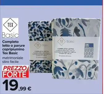 Carrefour Market Completo letto o parure copripiumino tex basic offerta