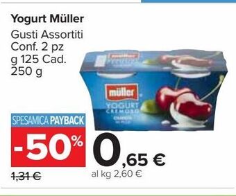 Carrefour Market Yogurt muller 2 pz 125g gusti assortiti offerta